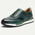 cheap Premium Leather Sneakers-Men&#039;s Dress Sneakers Leather Italian Full-Grain Cowhide Slip Resistant Lace-up Dark Green