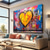 cheap Abstract Paintings-Handmade Textured love Oil Painting Textured Canvas Art Abstract Art Heart Handmade Painting Modern Living Room Wall Decor