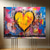 cheap Abstract Paintings-Handmade Textured love Oil Painting Textured Canvas Art Abstract Art Heart Handmade Painting Modern Living Room Wall Decor