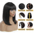 abordables Pelucas naturales de malla-Cabello humano remy Peluca Corta Recto Liso Sedoso Beto Bob corto Flequillo recto Con flequillo Color natural Suave Fácil vestidor Mejor calidad Hecho a Máquina Cabello Brasileño Mujer Negro 10