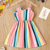 cheap Dresses-Kids Girls&#039; Dress Graphic Sleeveless Party Outdoor Casual Fashion Daily Casual Polyester Summer Spring 4 years+ lotus root starch Black sunflower Light blue stripes