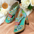 cheap Women&#039;s Sandals-Women&#039;s Hand-Painted Leather Sandals with Floral Cutout Design and Chunky Heel, Vintage Peep Toe Dress Shoes for Summer Parties, Art Events, and Bohemian Outfits