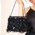 cheap Handbag &amp; Totes-Luxurious Black Evening Clutch with Sparkling Crystal Fringe and Beaded Detail - Perfect for Formal Occasions