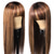 cheap Human Hair Capless Wigs-Ishow Hair Highlgiht Straight Human Hair Wigs With Bangs Fringe 180 Density Full Machine Made Straight Hair Wigs Remy Wigs