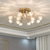 abordables Diseño Sputnik-Lámpara LED blanca cálida 73/80/85 cm 9/12/15 luces lámpara de techo de cristal de lujo moderna pantalla de flores de cristal LED montaje semi empotrado dormitorio 110-240v