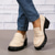 cheap Women&#039;s Slip-Ons &amp; Loafers-Women&#039;s Chunky Platform Loafers – Black Slip-On Round Toe Lug Sole Shoes for Casual &amp; Office Wear