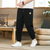 cheap Home-Men&#039;s Linen Pants Summer Pants Casual Pants Embroidered Solid Color Comfort Breathable Full Length Daily Casual Loose Fit Deep Blue Grey Inelastic