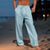 Χαμηλού Κόστους λινό παντελόνι-Ανδρικά Λευκά παντελόνια Παντελόνια Καλοκαίρι παντελόνι Παντελόνι παραλίας Κορδόνι Ελαστική μέση Πιέτες Σκέτο Άνεση Αναπνέει Causal Καθημερινά Αργίες Μοντέρνα Κλασσικό στυλ Μαύρο Λευκό