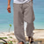 tanie spodnie codzienne-Męskie Lniane spodnie Spodnie Letnie spodnie Spodnie plażowe Ściągana na sznurek Elastyczny pas Prosta noga Równina Komfort Joga Codzienny Moda Moda miejska Granatowy Czarny