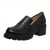 cheap Women&#039;s Slip-Ons &amp; Loafers-Women&#039;s Chunky Platform Loafers – Black Slip-On Round Toe Lug Sole Shoes for Casual &amp; Office Wear