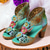 cheap Women&#039;s Sandals-Women&#039;s Hand-Painted Leather Sandals with Floral Cutout Design and Chunky Heel, Vintage Peep Toe Dress Shoes for Summer Parties, Art Events, and Bohemian Outfits