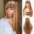 cheap Human Hair Capless Wigs-Ishow Hair Highlgiht Straight Human Hair Wigs With Bangs Fringe 180 Density Full Machine Made Straight Hair Wigs Remy Wigs