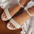 abordables novia-Sandalias de boda con diamantes de imitación de color marfil para mujer: elegantes zapatos planos de novia con correa en el tobillo para ocasiones especiales