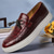 billige Loafers-krokodillemønster loafers for menn med slip-on design – uformelle sko i imitert skinn med hvit såle
