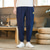 cheap Home-Men&#039;s Linen Pants Summer Pants Casual Pants Embroidered Solid Color Comfort Breathable Full Length Daily Casual Loose Fit Deep Blue Grey Inelastic