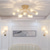abordables Diseño Sputnik-Lámpara LED blanca cálida 73/80/85 cm 9/12/15 luces lámpara de techo de cristal de lujo moderna pantalla de flores de cristal LED montaje semi empotrado dormitorio 110-240v