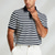 preiswerte Herren Elite Polo-Herren Polo Strick-Polopullover Geschäft Lässig Revers Kurzarm Modern Formell Gestreift Horizontale Streifen Knöpfe Sommer Marineblau Polo