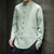 cheap Business Casual-Men's Shirt Linen Shirt Chinese Collar Shirt Mandarin Collar Shirt Casual Shirt Button Up Shirt Plain Streetwear Vacation White Light Green Pink Wine Long Sleeve Grandad Collar Spring &amp;  Fall