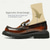 baratos Mocassins de couro premium-mocassins masculinos de couro bovino premium com detalhe de corrente dourada – elegantes sapatos sociais marrons slip-on para uso formal e profissional