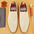 cheap Premium Leather Loafers-Men's Beige Perforated Leather Loafers, Premium Cowhide Slip-On Dress Shoes - Breathable and Stylish Footwear for Formal and Casual Occasions