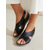 cheap Comfort Sandals-Women&#039;s Blue Perforated Slip-On Wedge Sandals - Comfortable and Stylish for Everyday Wear