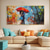 cheap Oil Paintings-Couple Walking In The Rain Oil Painting hand painted Red Umbrella Woman City Street Scene oil painting Wedding Anniversary Gift Romantic Lover oil painting  Minimalist Decortion