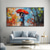 cheap Oil Paintings-Couple Walking In The Rain Oil Painting hand painted Red Umbrella Woman City Street Scene oil painting Wedding Anniversary Gift Romantic Lover oil painting  Minimalist Decortion
