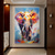 voordelige Olieverfschilderijen-handgemaakt origineel olieverfschilderij van leeuw en olifant op canvas groot abstract dierencanvas muurkunst modern impressionistisch leeuwkunstwerk voor woonkamer slaapkamerdecor zonder frame