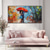cheap Oil Paintings-Couple Walking In The Rain Oil Painting hand painted Red Umbrella Woman City Street Scene oil painting Wedding Anniversary Gift Romantic Lover oil painting  Minimalist Decortion