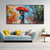 cheap Oil Paintings-Couple Walking In The Rain Oil Painting hand painted Red Umbrella Woman City Street Scene oil painting Wedding Anniversary Gift Romantic Lover oil painting  Minimalist Decortion