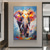 voordelige Olieverfschilderijen-handgemaakt origineel olieverfschilderij van leeuw en olifant op canvas groot abstract dierencanvas muurkunst modern impressionistisch leeuwkunstwerk voor woonkamer slaapkamerdecor zonder frame