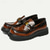 baratos Mocassins de couro premium-mocassins masculinos de couro bovino premium com detalhe de corrente dourada – elegantes sapatos sociais marrons slip-on para uso formal e profissional