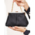cheap Handbag &amp; Totes-Elegant Women&#039;s Black Leather Clutch with Geometric Design and Gold Chain - Perfect for Evening and Formal Events
