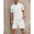 baratos Esportes-Homens Camisa de golfe pólo de golfe Trabalho Casual Lapela Manga Curta Básico Moderno Tecido Botão 2 Peças Primavera Verão Normal Preto Branco Azul Marinho Verde Tropa Camisa de golfe