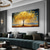 cheap Floral/Botanical Paintings-3D gold tree oil painting handmade Golden Tree Oil Painting on Canvas Large Abstract Textured Gold Yellow tree oil painting Life Tree painting Wall Art Custom Trendy Modern artwork Living Room Decor
