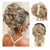 cheap Chignons-Messy Bun Hair Piece Claw Clip Synthetic Chignon Tousled Updo with Tendrils Hair Extensions Hair Bun Curly Wavy Faux Hair Bun Hair Scrunchies Hair Accessories for Women (Medium Blonde)