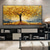 cheap Floral/Botanical Paintings-3D gold tree oil painting handmade Golden Tree Oil Painting on Canvas Large Abstract Textured Gold Yellow tree oil painting Life Tree painting Wall Art Custom Trendy Modern artwork Living Room Decor