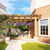 abordables Plantas y Flores Artificiales-Flores colgantes artificiales en cesta-decoración de jardín de césped para patio exterior/interior, cesta de margaritas con maceta de cadena con forro de coco de 12 pulgadas