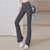cheap Yoga Leggings &amp; Tights-Women's Yoga Pants Flare Leg Elastic Waistband High Waist Pilates Gym Workout Workout Tights Solid Color Dark Grey Black Blue Sports Activewear Stretchy Slim