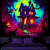 voordelige Wandtapijten-Halloween decoraties gejaagd huis blacklight wandtapijt uv-reactief gloeiend in het donker mistige begraafplaats hangend wandtapijt muurschildering voor woonkamer slaapkamer