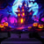 voordelige Wandtapijten-Halloween decoraties gejaagd huis blacklight wandtapijt uv-reactief gloeiend in het donker mistige begraafplaats hangend wandtapijt muurschildering voor woonkamer slaapkamer