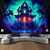 voordelige Wandtapijten-Halloween decoraties spookkasteel blacklight wandtapijt uv-reactief lichtgevend in het donker mistig hangend wandtapijt muurschildering voor woonkamer slaapkamer