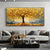 cheap Floral/Botanical Paintings-3D gold tree oil painting handmade Golden Tree Oil Painting on Canvas Large Abstract Textured Gold Yellow tree oil painting Life Tree painting Wall Art Custom Trendy Modern artwork Living Room Decor