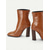cheap Ankle Boots-Elegant Brown Leather Ankle Boots with High Heel for Women, Perfect for Office Wear and Casual Outings