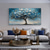 cheap Floral/Botanical Paintings-Hand Painted Large Original Blossom Tree Oil Painting On Canvas Custom Wall ArtAbstract Texture Blue Flower Art Wall Dcor Living room Wall Decor Unframed