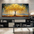 cheap Floral/Botanical Paintings-3D gold tree oil painting handmade Golden Tree Oil Painting on Canvas Large Abstract Textured Gold Yellow tree oil painting Life Tree painting Wall Art Custom Trendy Modern artwork Living Room Decor