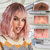 cheap Synthetic Trendy Wigs-Synthetic Wig Natural Wave Bob Neat Bang Wig 12 inch Black / Pink Synthetic Hair Women&#039;s Multi-color Mixed Color