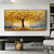 cheap Floral/Botanical Paintings-3D gold tree oil painting handmade Golden Tree Oil Painting on Canvas Large Abstract Textured Gold Yellow tree oil painting Life Tree painting Wall Art Custom Trendy Modern artwork Living Room Decor