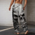 baratos Calça Casual Estampada Masculina-Homens Caveiras Calça casual Cintura Média Férias Perna reta Verão Primavera Impressão 3D Preto