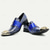 abordables Zapatos de Vestir Elementales-Zapatos de hombre con hebilla azul a rayas - piel de vacuno de primera calidad con doble hebilla y puntera de metal